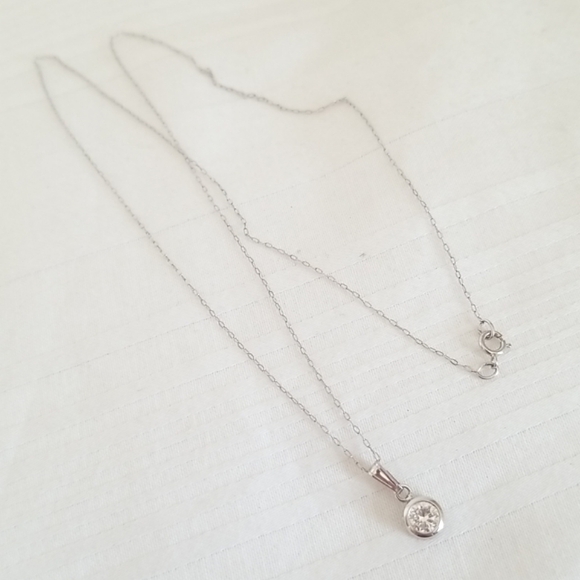 Mexico 14K White Gold CZ Necklace - Picture 3 of 6